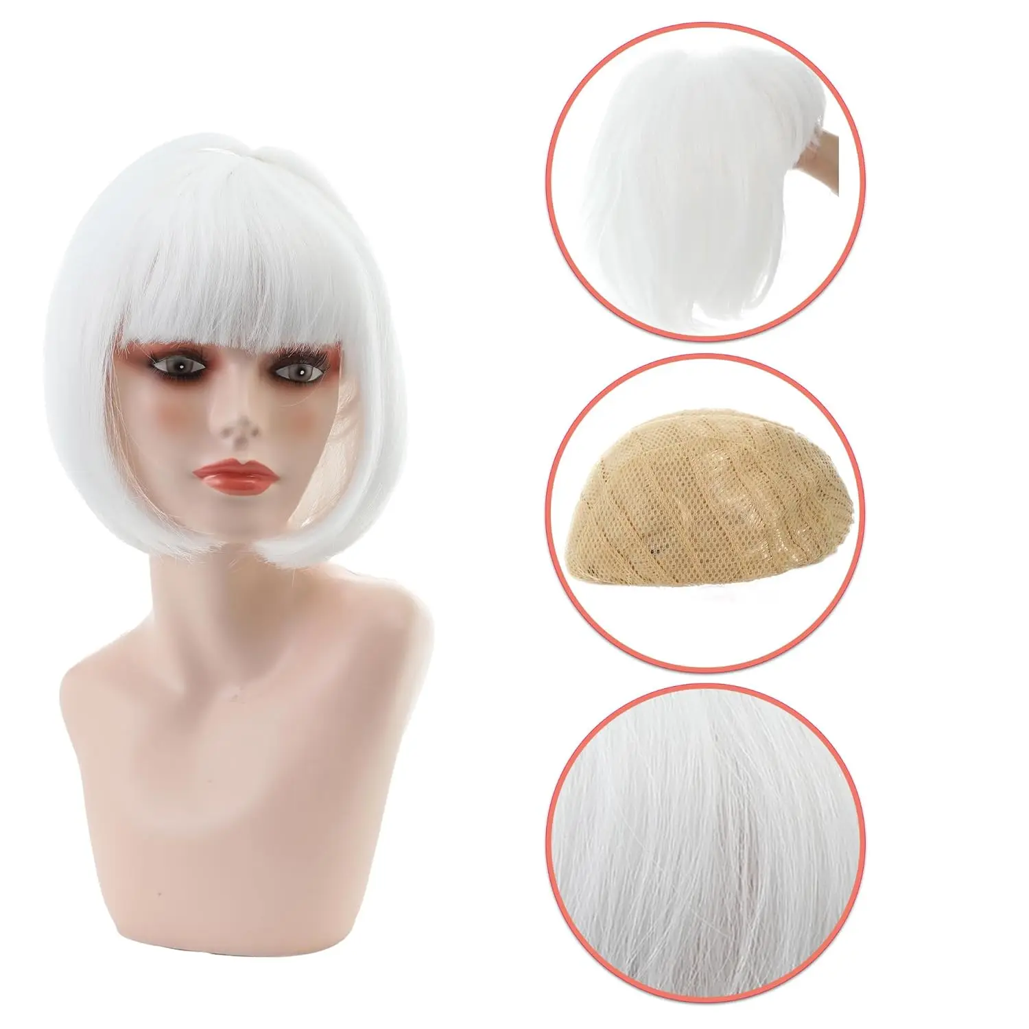 Peruca sintética reta curta Bob com franja para mulheres, Lady Daily e Flapper, fantasia de cabelo Cosplay, moda, 10 ", 25cm