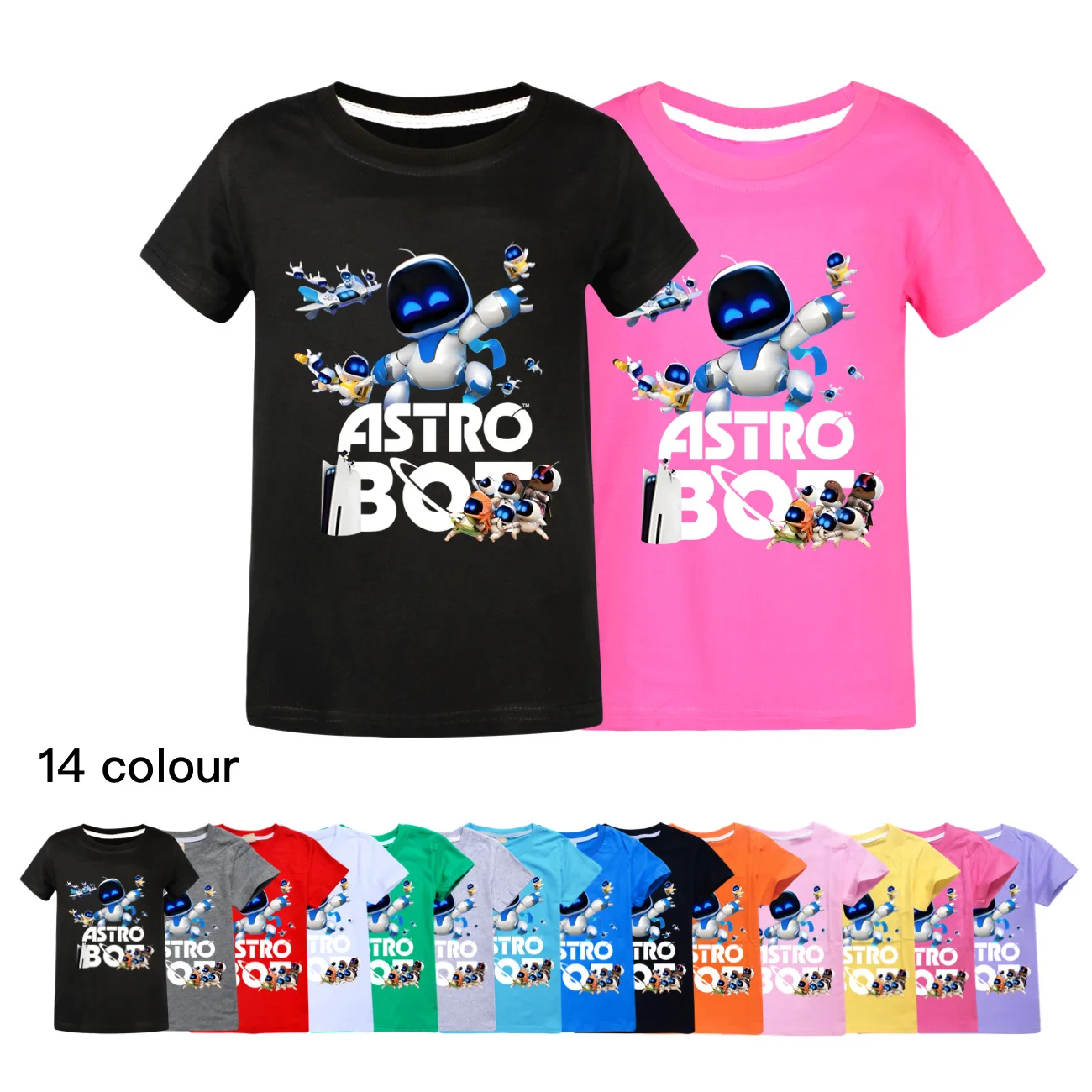 Astrobot-子供向けの半袖漫画Tシャツ,男の子と女の子向けのカジュアルなトップス,人気のゲーム,子供服,赤ちゃん,チャット,夏