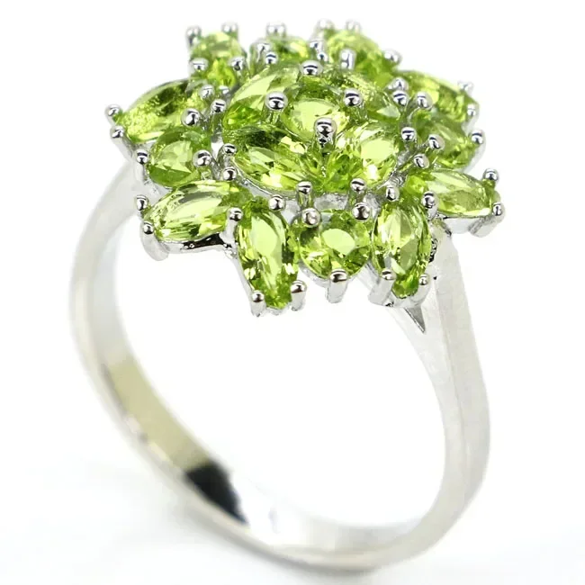 Кольца из искусственного серебра 925, кольца в форме цветка, зеленый изумруд, швейцарский синий топаз, танзанит, золотой цитрин, перидот