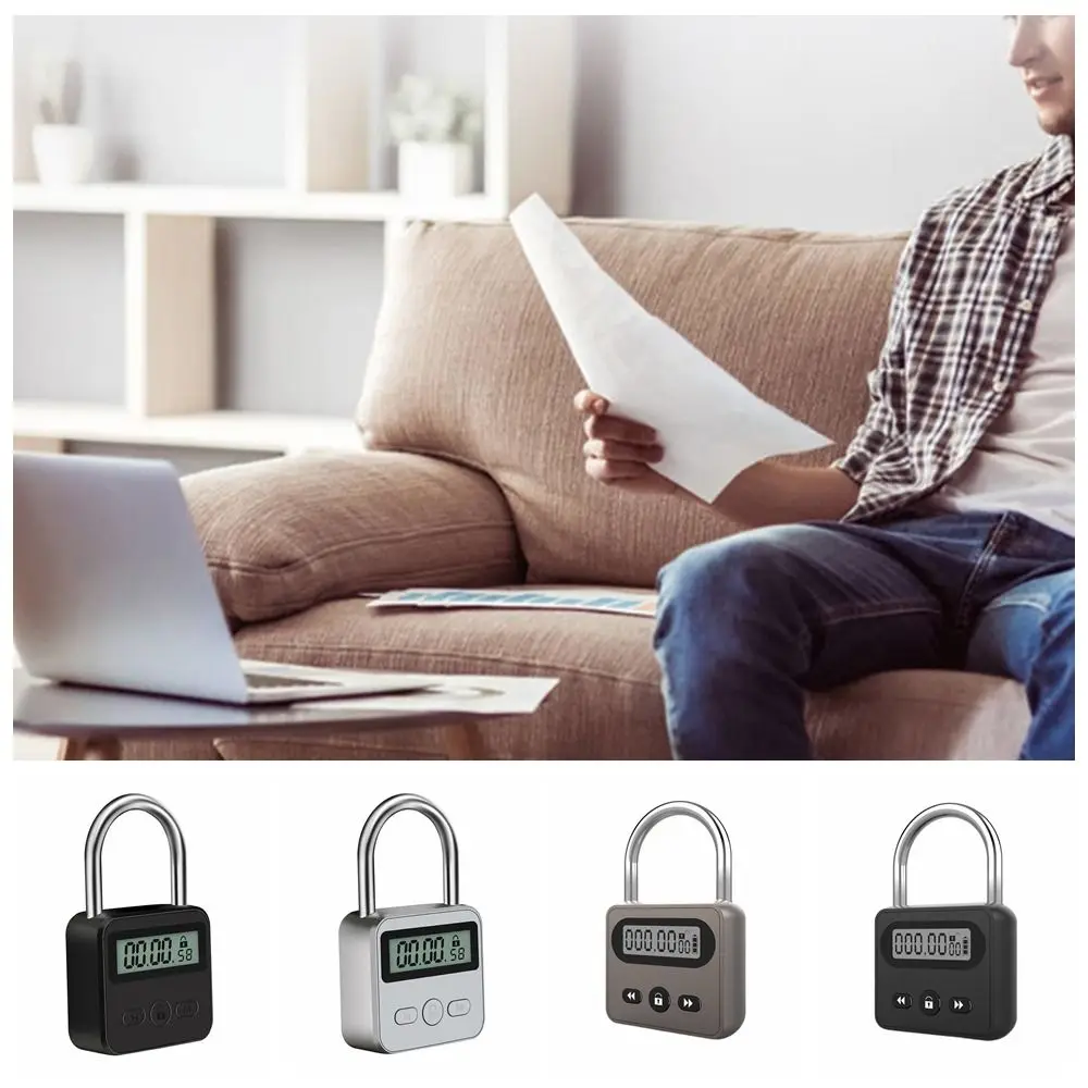 LCD Display Metal Timer Lock Multi Function 99 Hours Max Timing Smart Time Lock Smooth Edges USB Rechargeable Electronic Timer