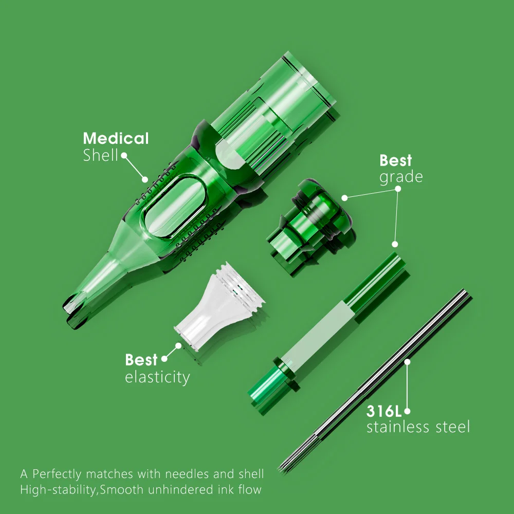 T-rex 20pcs Tattoo Cartridge Needle RLRM Sterile Safety Needle Tattoo Rotary Pen Round Lining 0.25MM 0.3MM 0.35MM