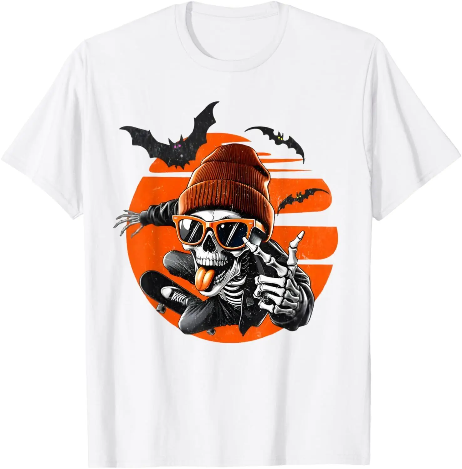 Skateboarding Skeleton Men Boys Skater Skateboard Halloween T-Shirt