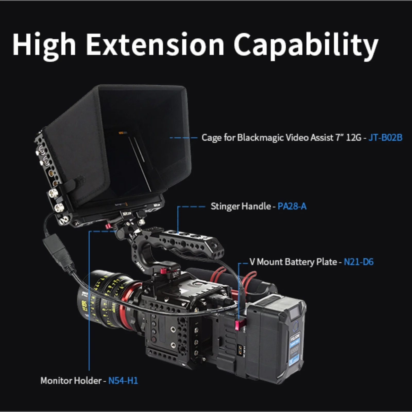 Nitze V Mount Battery Plate with One 8V/3A DC, Two 14.8V/3A D-tap and One PD 3.0 USB-C Output Ports-N21-D6