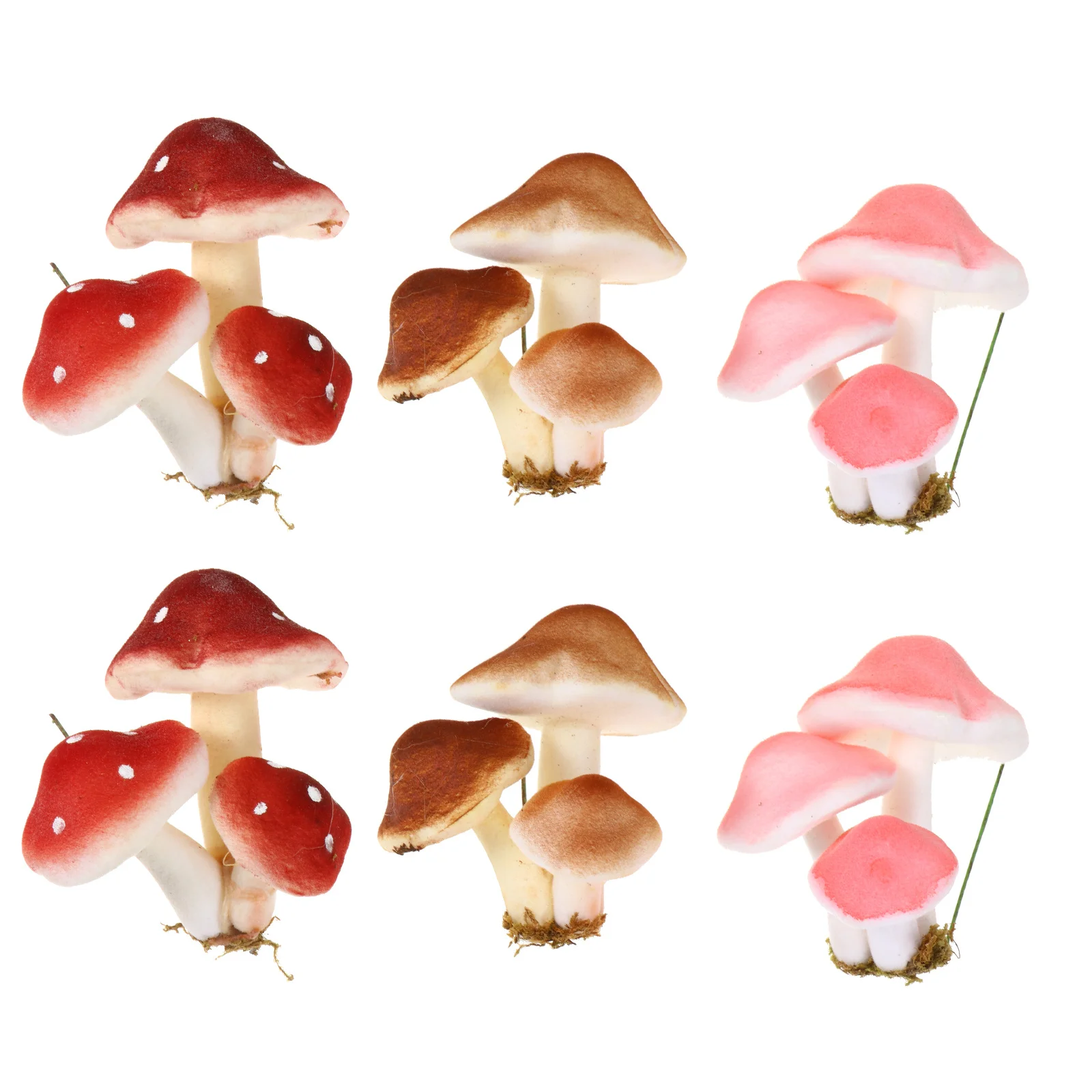 

6Pcs Artificial Mini Mushroom Micro Landscape Decoration Assorted Color Miniature Ornaments Desktop Garden Adornment Forest