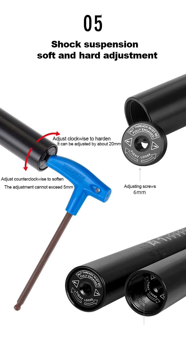 TOOPRE Fahrrad-Federsattelstütze MTB Stoßdämpfer-Sattelstütze 27,2 28,6 30,4 30,9 31,6 400mm 6061-T6 Aluminiumlegierung Sattelstütze 400mm – Detail 8
