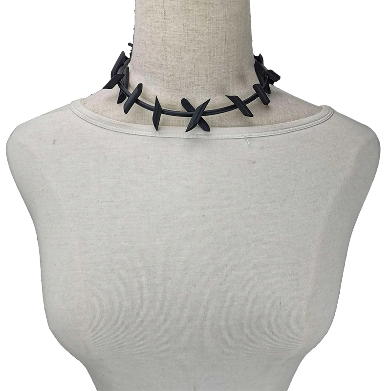 New Gothic Handmade Geometric Design Black Rubber Chain Punk Ethnic Style Collar Women Jewelry Clothing Matching Necklace