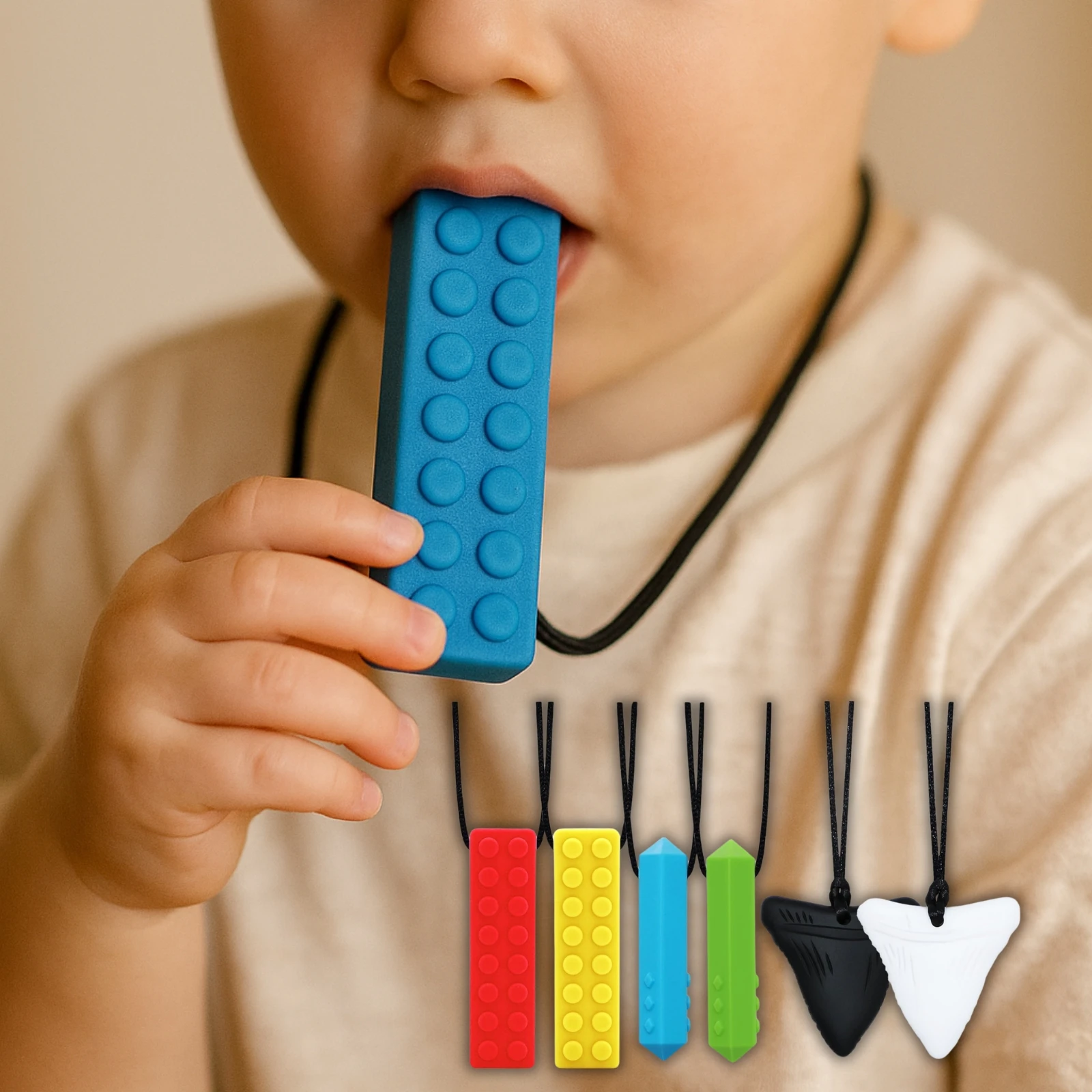 

Erduo Toddler Silicone Baby Bite Sensory Teether Chew Autism Stimulation Teething Chewing Necklace Toys Babies Anxiety teethers
