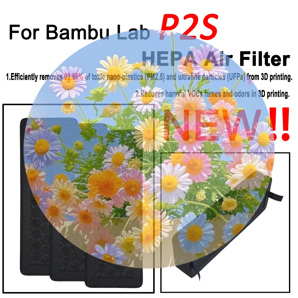 

NEW HEPA Filter For BambuLab P2S Air Filter HEPA Filter Toxic Gases Upgrade Spare Parts 3d Printer for Bambu Lab p2s accessory