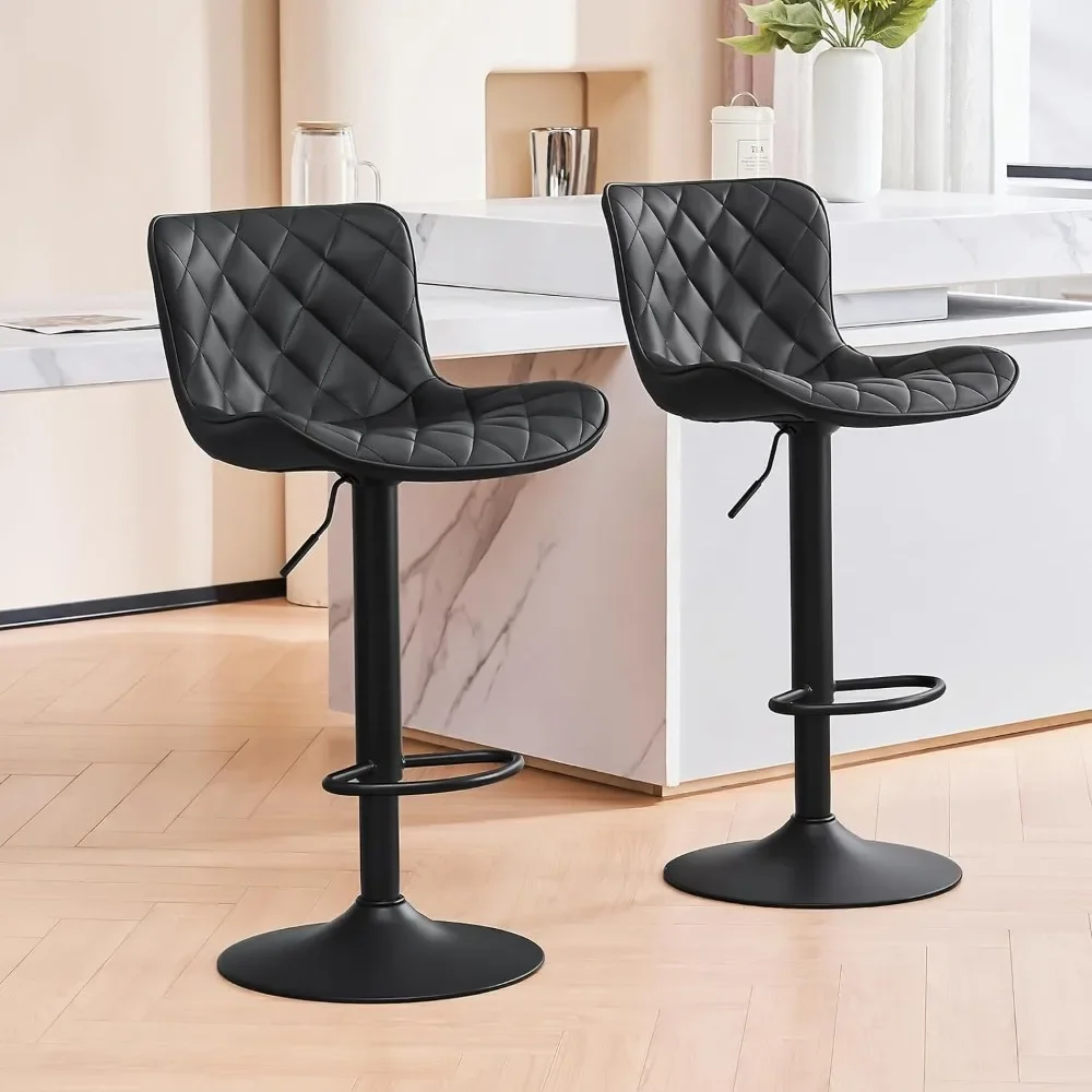 

Bar Stools Set of 2 Black Barstools Adjustable Counter Height Stools 24 inch Swivel Modern Bar Stool with Back for Kitchen