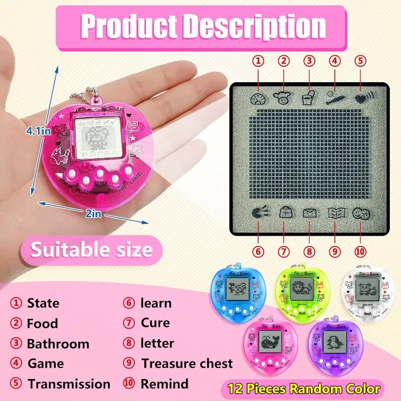 حيوانات أليفة افتراضية على شكل سلسلة مفاتيح للأطفال، حيوان أليف إلكتروني رقمي، جهاز ألعاب محمول كلاسيكي لهدايا أعياد الميلاد والحفلات، متعدد الألوان