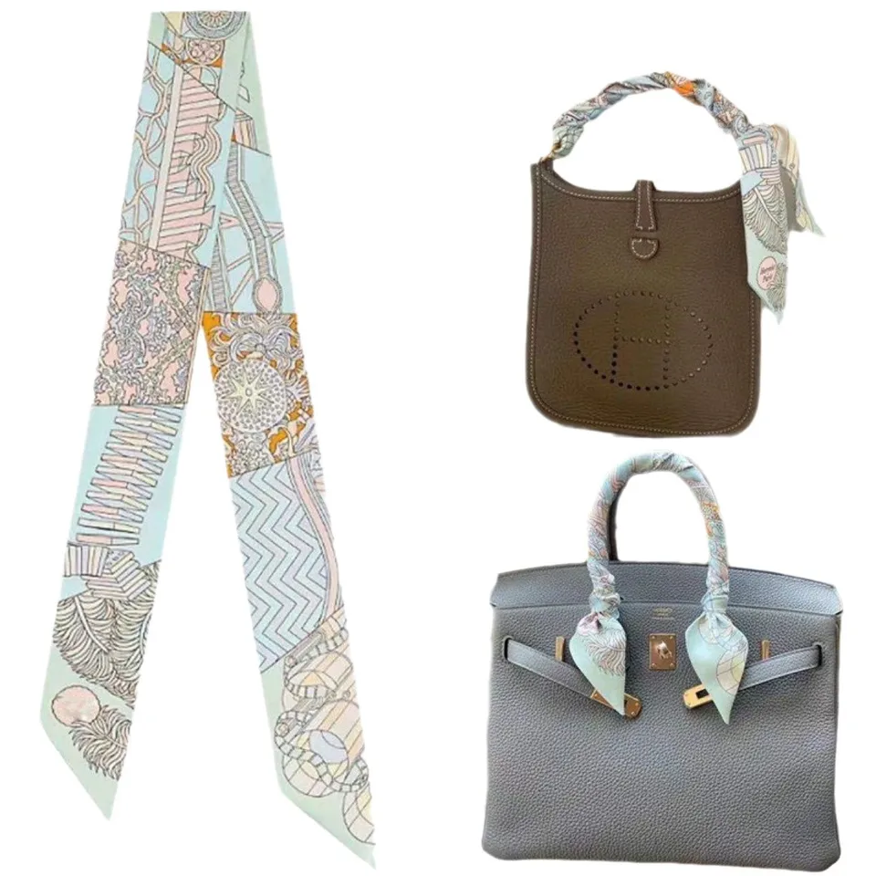 New 2025 simulated silk wrapped bag strap bag handle silk scarf tied bag ribbon decorative small streamer, image 27