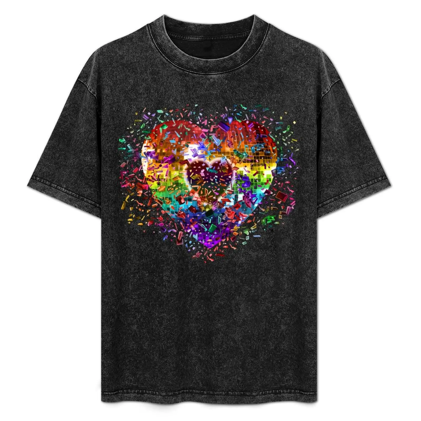 

Shattered Rainbow Disco Ball Heart T-Shirt cute tops aesthetic clothes anime t shirts t shirts for men cotton