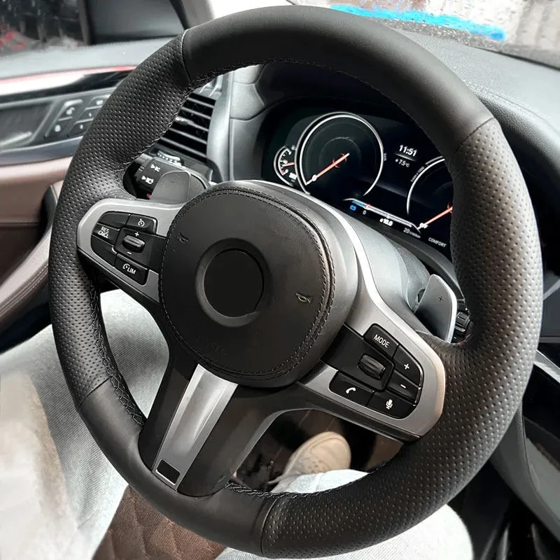 

Car Black Perforated Leather Steering Wheel Cover For BMW M Sport G30 G31 G32 G11 G20 G21 X3 G01 X4 G02 X5 G05 G07 G14 G15 G16
