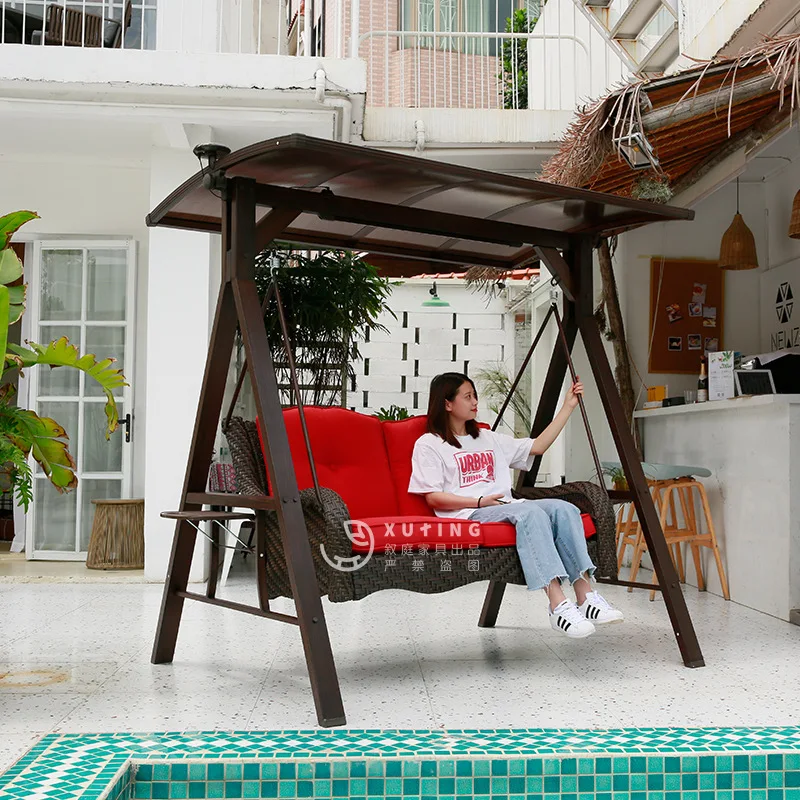 Outdoor swing courtyard hanging basket hanging chair children adult villa terrace casual swing single and double shooting props