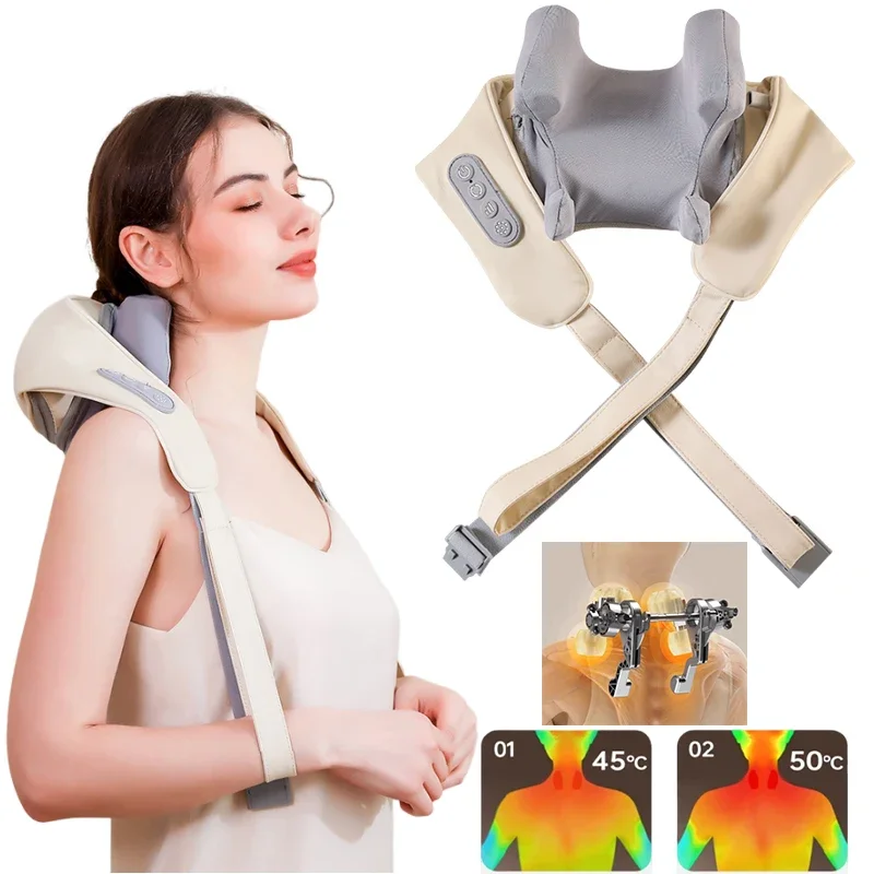 Neck and Shoulder Massager Wireless Electric Air Compress Kneading Multifunctional Back Massager Massaging Muscle Relaxing