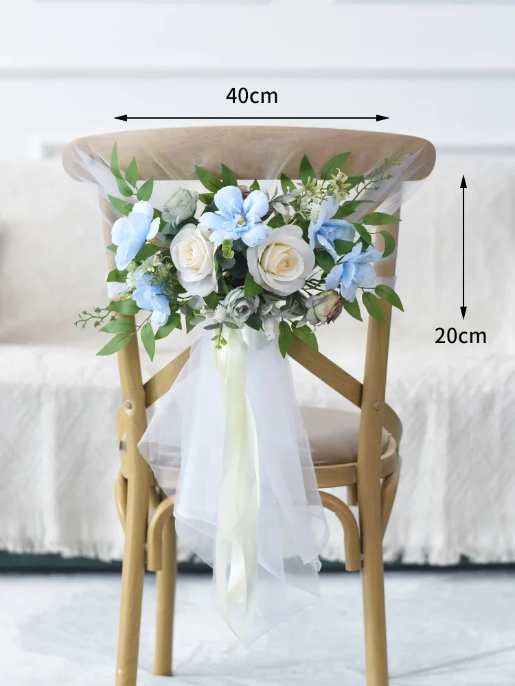 Wedding simulation flower chair back flower fake bouquet outdoor wedding church banquet celebration wall decoration