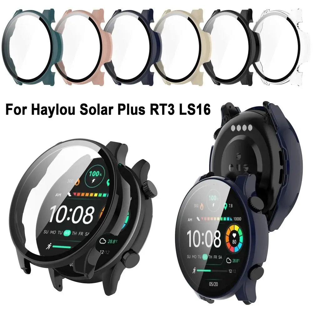 New Tempered+PC Protective Case Full Coverage Hard Screen Protector Smart Watch Shell Cover Shell for Haylou Solar Plus RT3 LS16