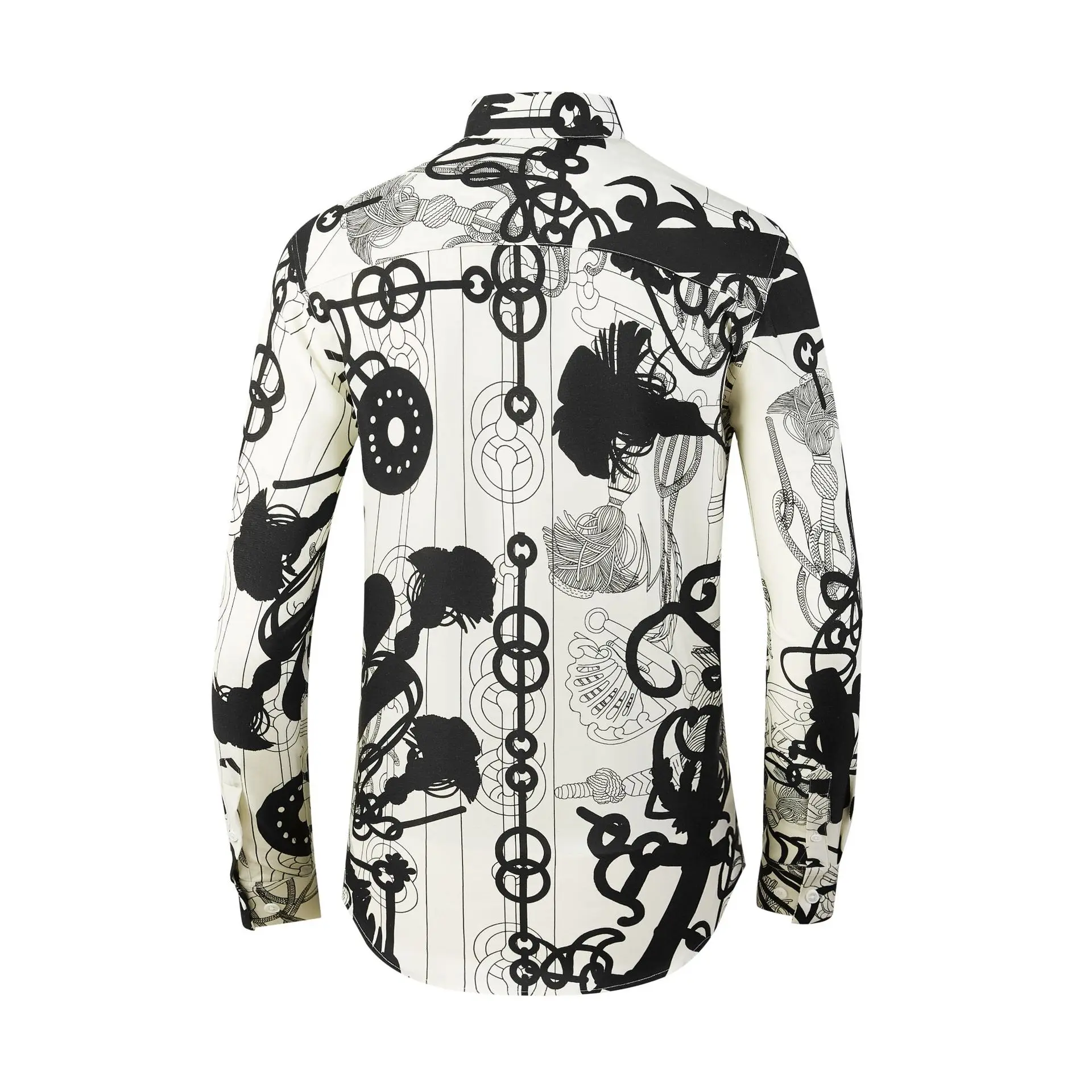 Autumn and winter Tencel horse rope picture digital printed long sleeved new casual digital men's shirt