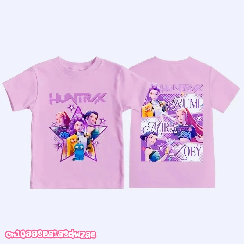Kpop Demon Hunters Print Graphic Tshirt Summer Kids Clothes 2025 Movie T Shirt Girls Boys Short Sleeve Tops Comfortable T-shirt image 3