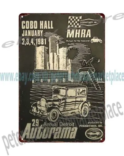 1981 Detroit AUTORAMA COBO HALL Car Club Hot Rod metal tin sign metal wall art