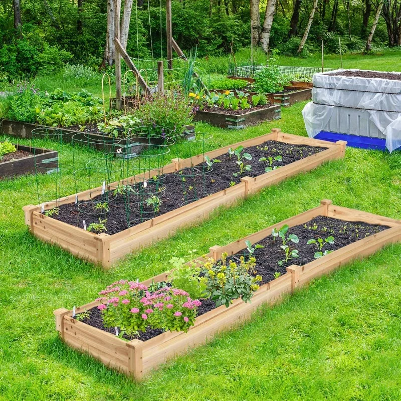 

Raised Garden Bed Planter, Wooden Elevated Vegetable Planter Kit Box Grow For Patio Deck Balcony Outdoor Gardening, Natu