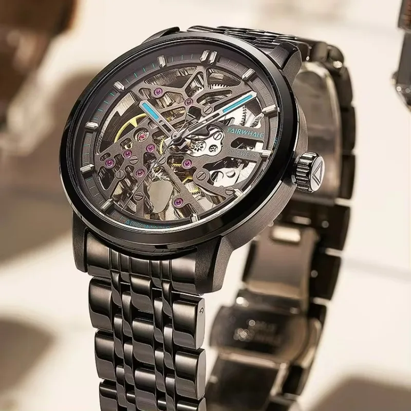 

Men's Automatic Mechanical Watch Hollow Tourbillon Waterproof Glow in The Dark Man Sports Watch