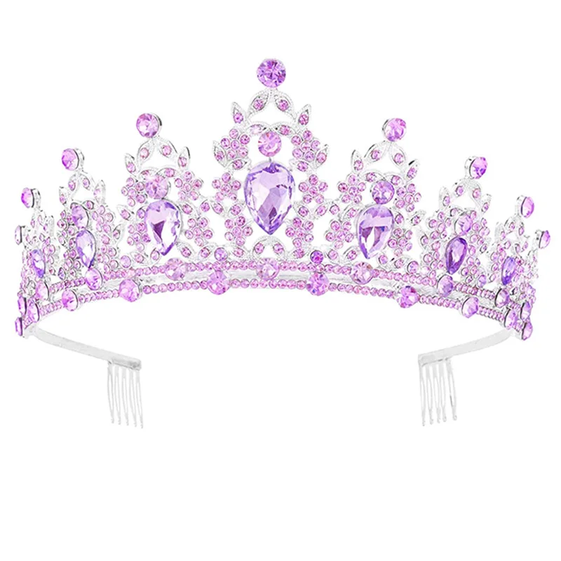 Women Wedding Hair Accessories Rhinestone Birthday Crowns With Combs Queen Princess Crystal Diadems For Girls Bridal Tiaras