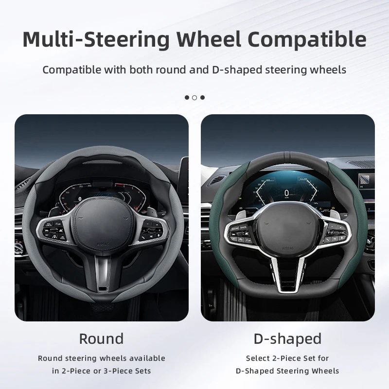 Four-Season Universal Breathable Leather Steering Wheel Cover with Segmented Quick-Release Design, Non-Slip and Durable Protective Shell, Available in Black, Green, Red, Beige, and Gray Car Accessories