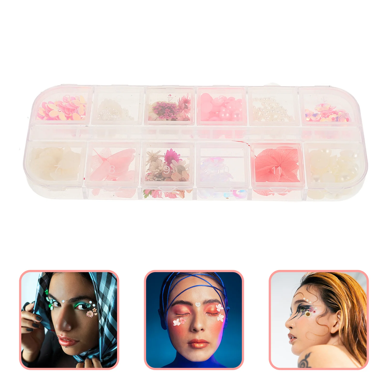 

Flower Nail Charms Dried Floral Embellishments for Eye Face Makeup DIY Beauty Accessories Costume Festival Wedding Party