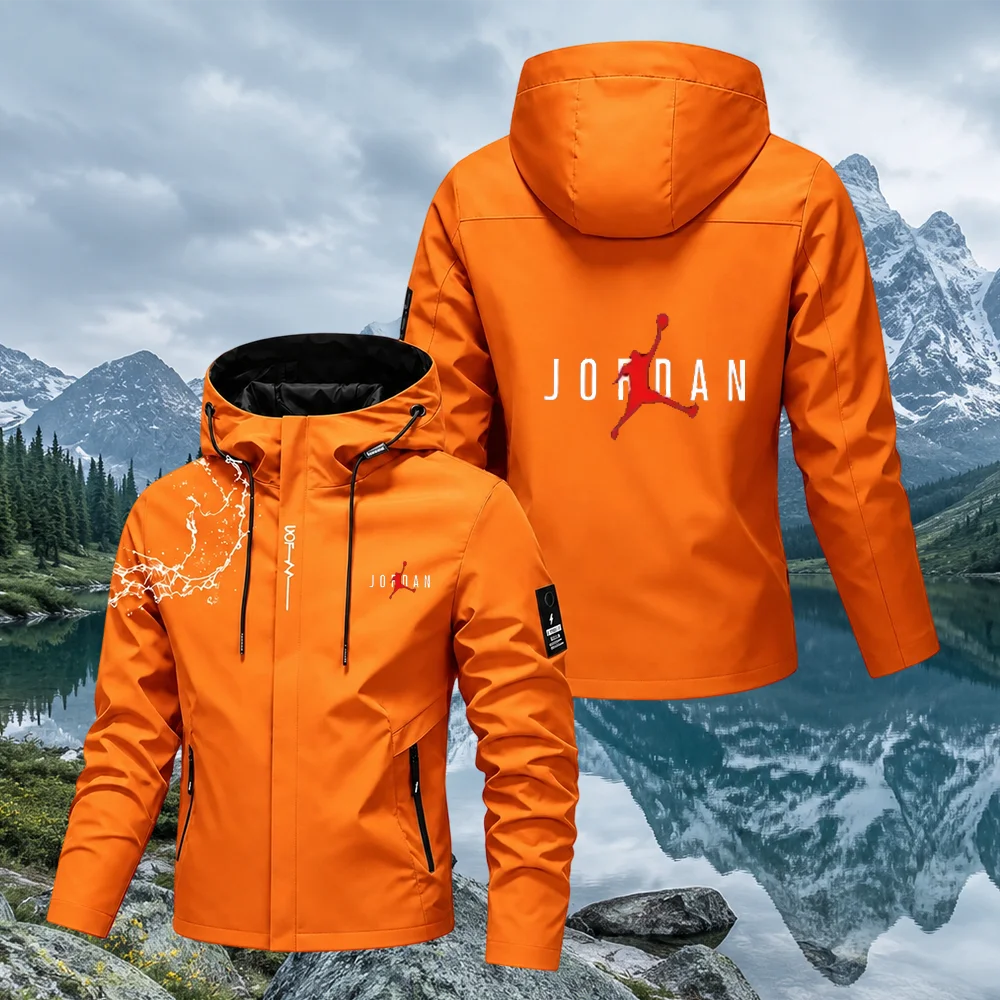 Men Women Black Hooded Windbreaker Spring Autumn Lightweight Outdoor Jacket Windproof Coat