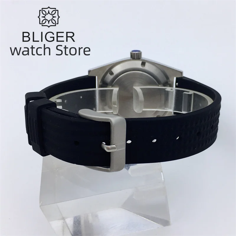 BLIGER PT5000 NH35A Automatic Watch For Men 38mm Brushed Case Vintage California Dial Luminous Sapphire Glass Rubber Strap