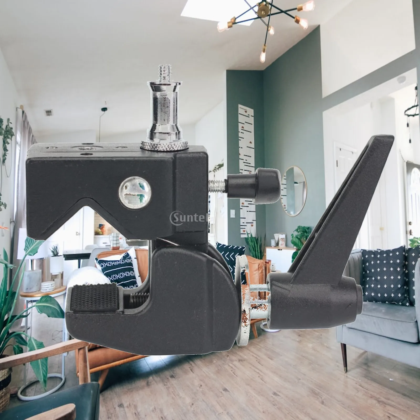 Sturdy Photography Clamp Clip for Foam Board and Light Stand with Silver Mounting Pin and Lever Handle for Camera Tool