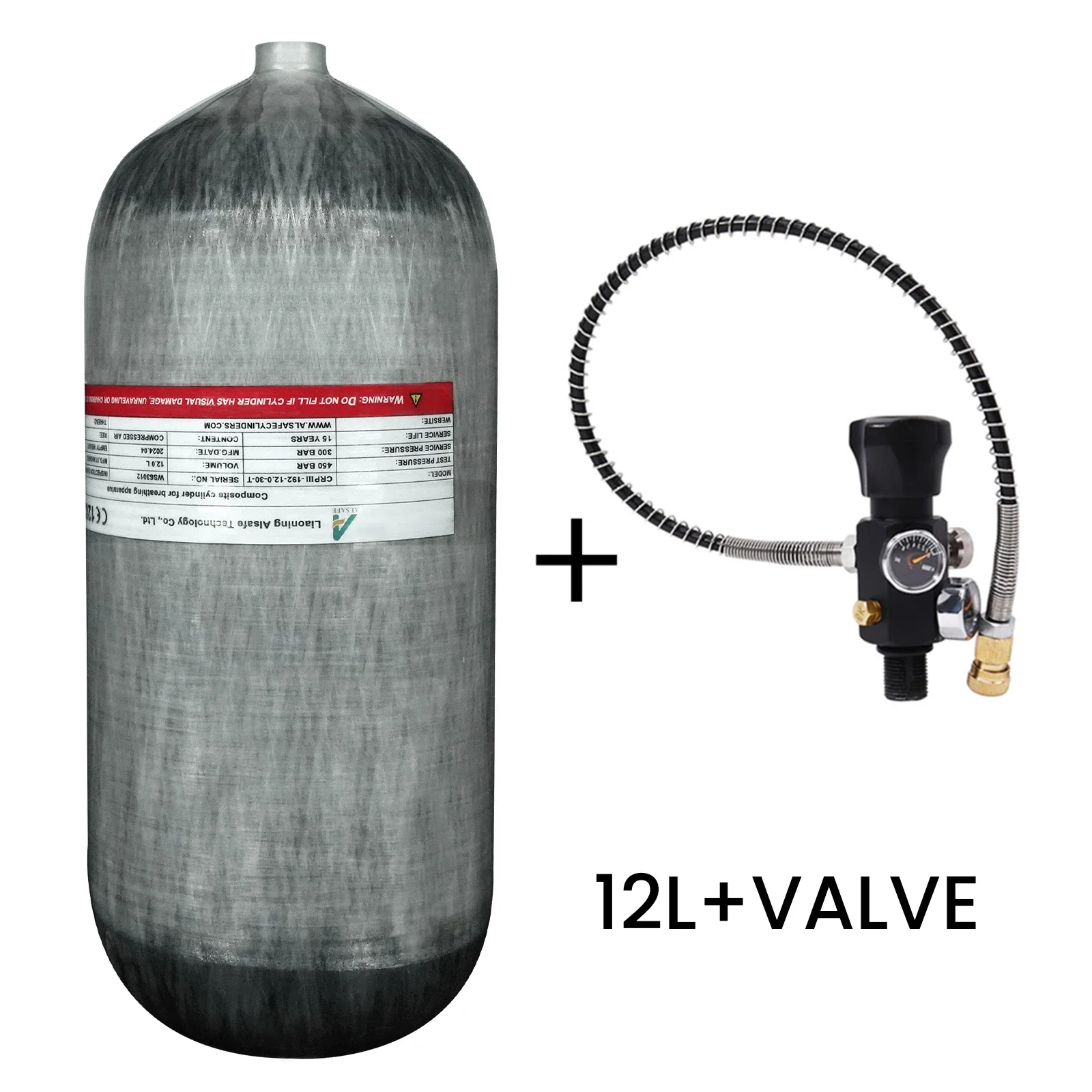 Tuxing 300bar 12l Koolstofvezel Cilinder Met Regelklep Voor Onderwater Zwemmer Apparatuur Hogedruktank