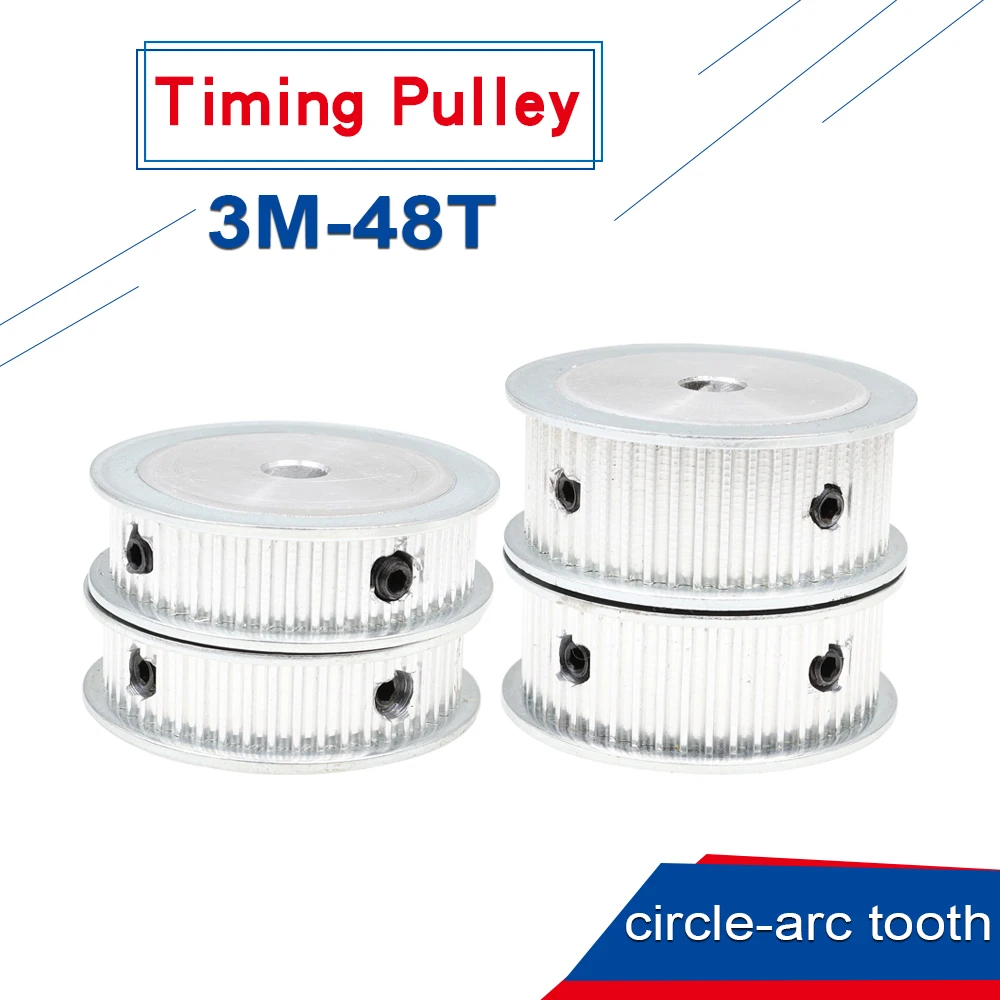 

3M-48T Belt Pulley AF Shape Inner Bore 6/8/10/12/14/15/16/17/19/20 mm Aluminum pulley wheel For 3M Timing Belt Width 10/15 mm