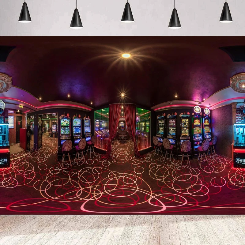 

Luxury Casino Hall Photography Backdrop Gambling Slot Machines Las Vegas Background Casino Party Backdrop Wall Banner Poster