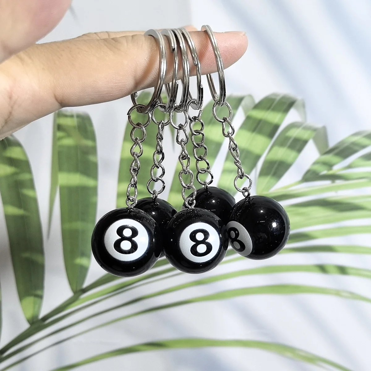 25mm Black No.8 Billiard Keychain Mini Ball Pendant Key Ring Resin Keyring Bar Table Decoration Jewelry Game Souvenir Gift