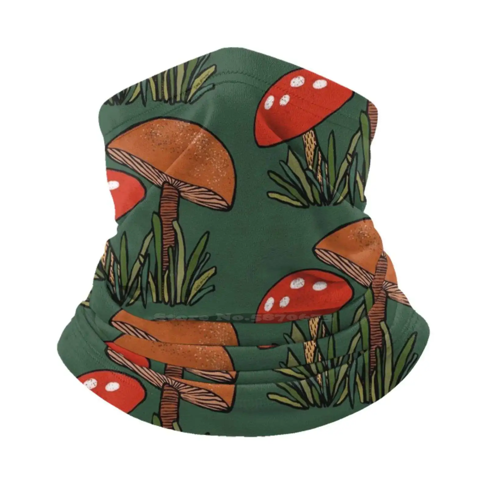 Red Mushroom Brown Mushroom Foldable Panama Bucket Hat Cap Red Mushroom Polka Dot Mushroom Mushroom Friends Grass image 6
