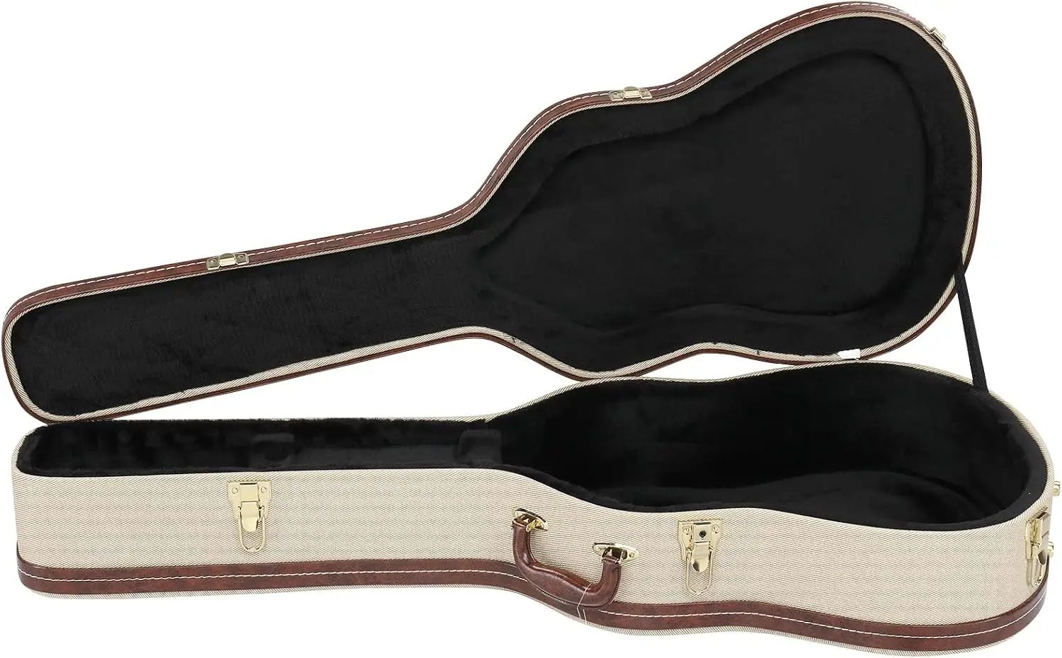 39 Inch Acoustic Guitar Hard Case with Lock Latch, PVC Leather Construction, Custom-Fit Interior, Accessory Storage & Comfortable Handle