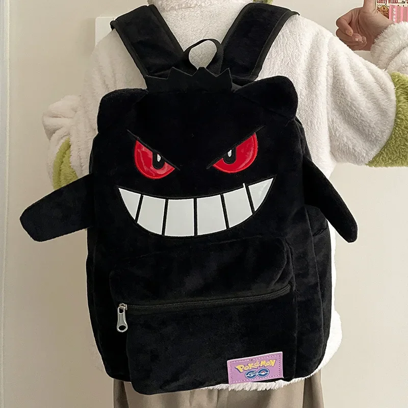 Pokemon Gengar Pikachu Plush Backpack Trendy Cool Large Bag Cute Cartoon Kawaii Couple Gift Storage Toys Anime Accessories