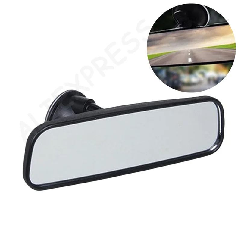 

20CM Wide Flat Interior Rear View Mirror with 360° Rotation: Stick-on Suction for Vehicles