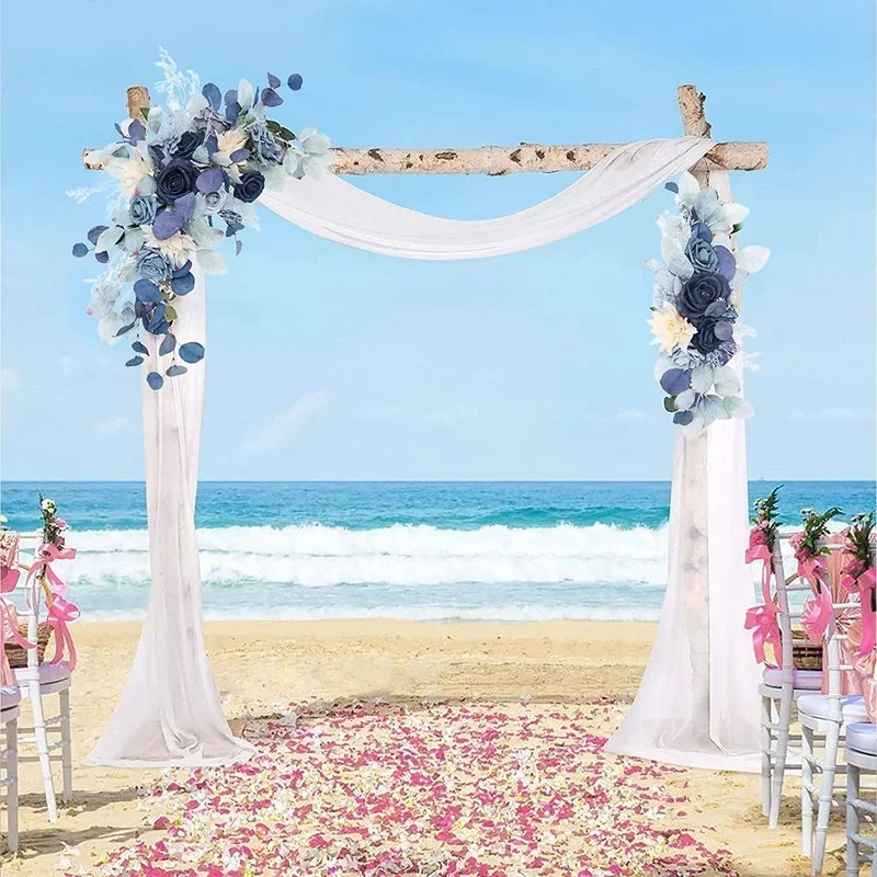 2pc Blue Wedding Arch Flowers Artificial Flower Swag Floral Swag Dusty Rustic Eucalyptus Greenery forCeremony Sign Wedding Chair