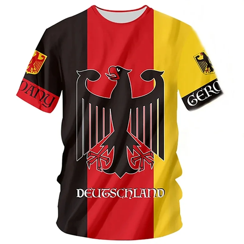 2026 Summer Germany National Flag Harajuku Graphic Men's T-shirts Quick Dry Material Tops Fashion O-neck Oversized Short-sleeved