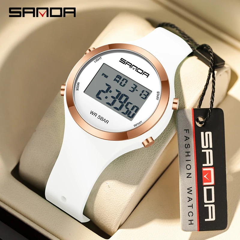 SANDA Luxury Brand Women's Digital-Analog Watches LED Digital Clock Casual Ladies Electronic Watch Women Gift Reloj Mujer