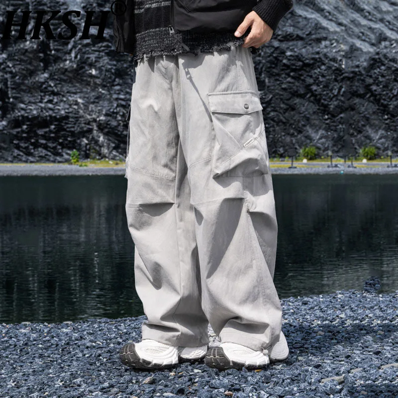 HKSH Primavera Autunno dei Nuovi Uomini Alla Moda Casual Multi-tasche Pantaloni Cargo Outdoor Funzionale Coulisse Elastico in Vita Techwear HK13993