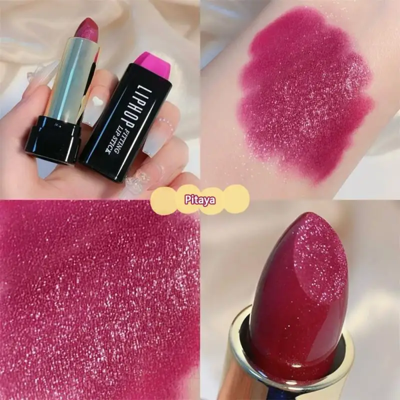 Pintalabios resistente al agua con estrellas brillantes, lápiz labial nacarado de larga duración, maquillaje Nude, hidratante, brillo de labios, Cosméticos Mak