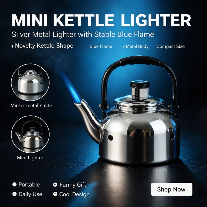 Personalized Car Kettle Shaped Direct Jet Lighter, Stable Windproof Blue Flame, Handy Cigarette Smoking Accessory