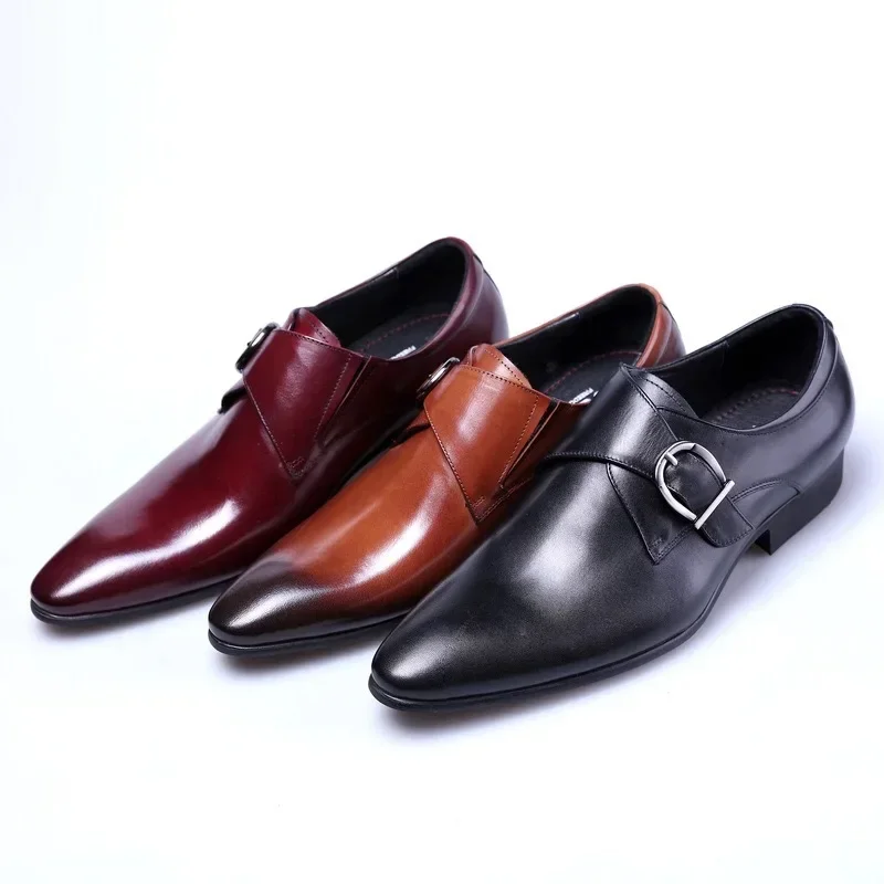 Chaussures d'affaires classiques pour hommes, cuir microcarence, parka carrée, chaussures plates de bureau pour hommes, robe à enfiler, mode pour hommes, fête de mariage, Oxfords