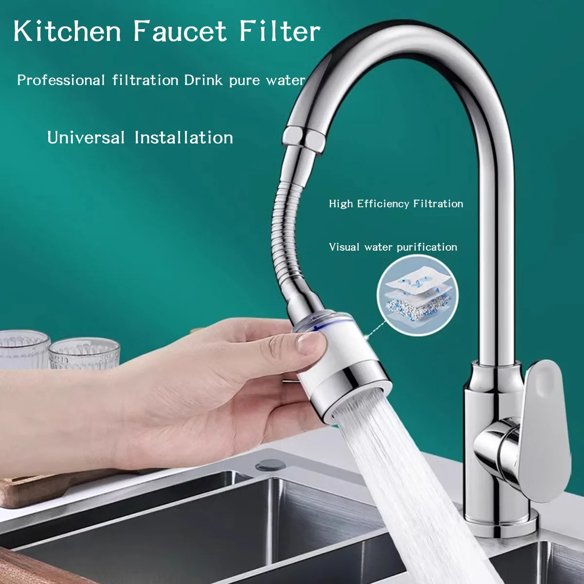 

Удлинитель фильтра для смесителя для раковины, 360° ° Поворотный фильтр для смесителя, очиститель для кухни, ванной комнаты, очиститель для смесителя для раковины, удаляет тяжелый M