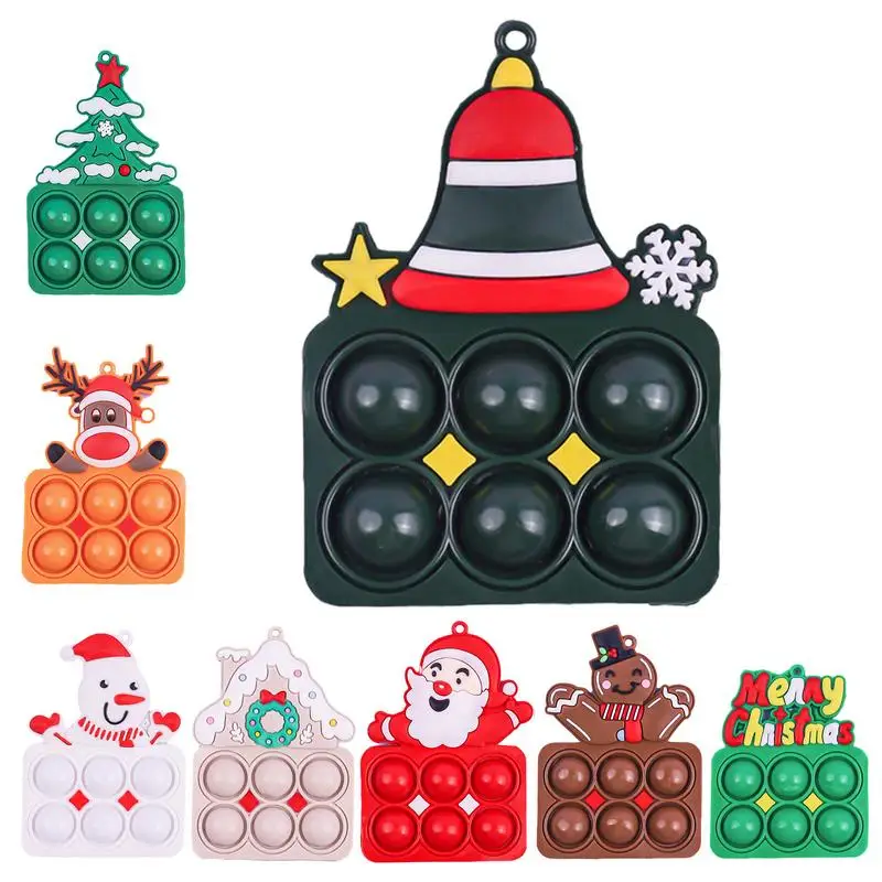 

1 шт., мини-поп-брелок с пузырьками, рождественский SimpleDimple Fidget Toys, игрушка для снятия стресса, кулон, брелок Санта-Клауса на Рождество