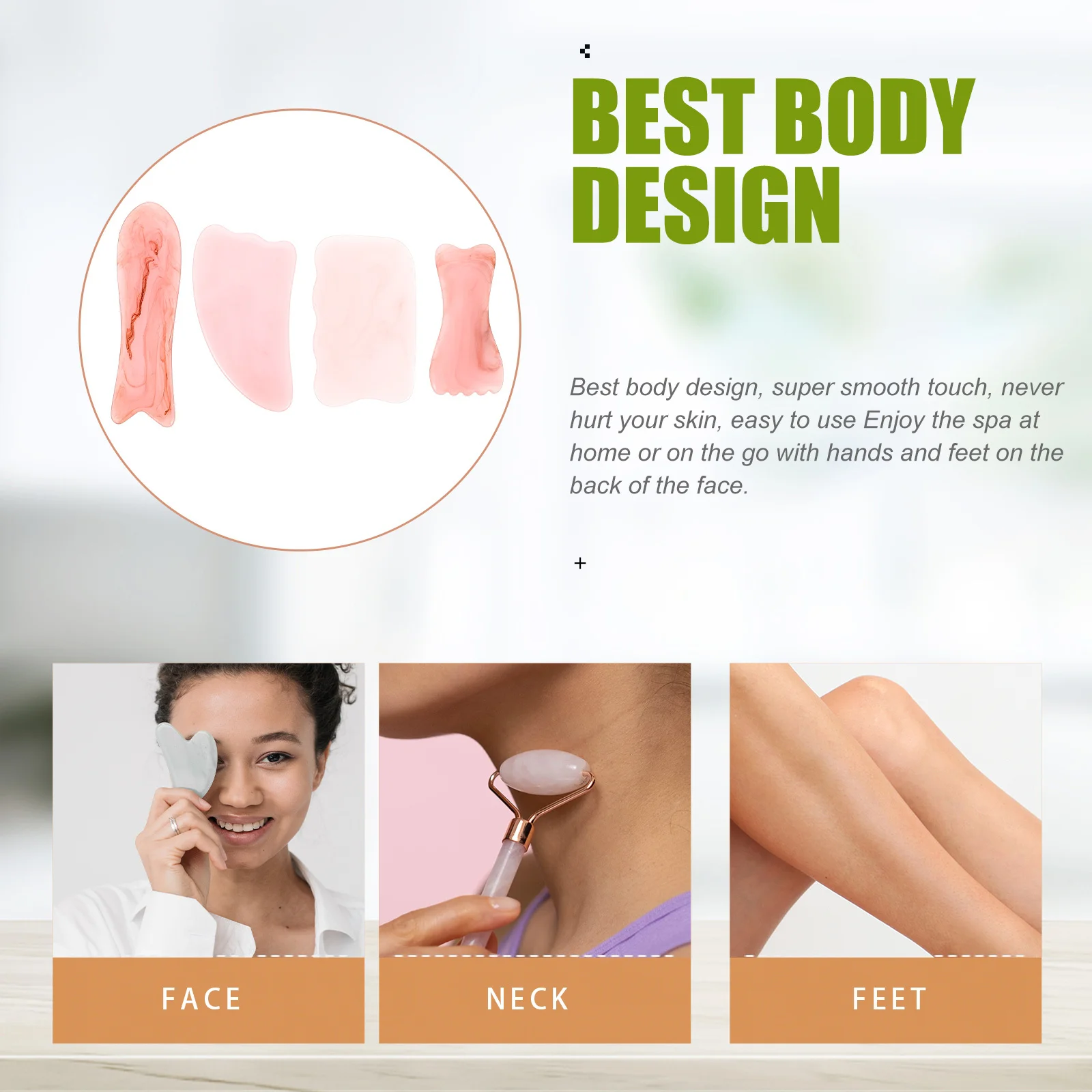 

4pcs Portable Gua Sha Stone Body Scraping Boards For Face Neck Hand Feet Massaging Tool Meridians Therapy Scraper Dredge Blood